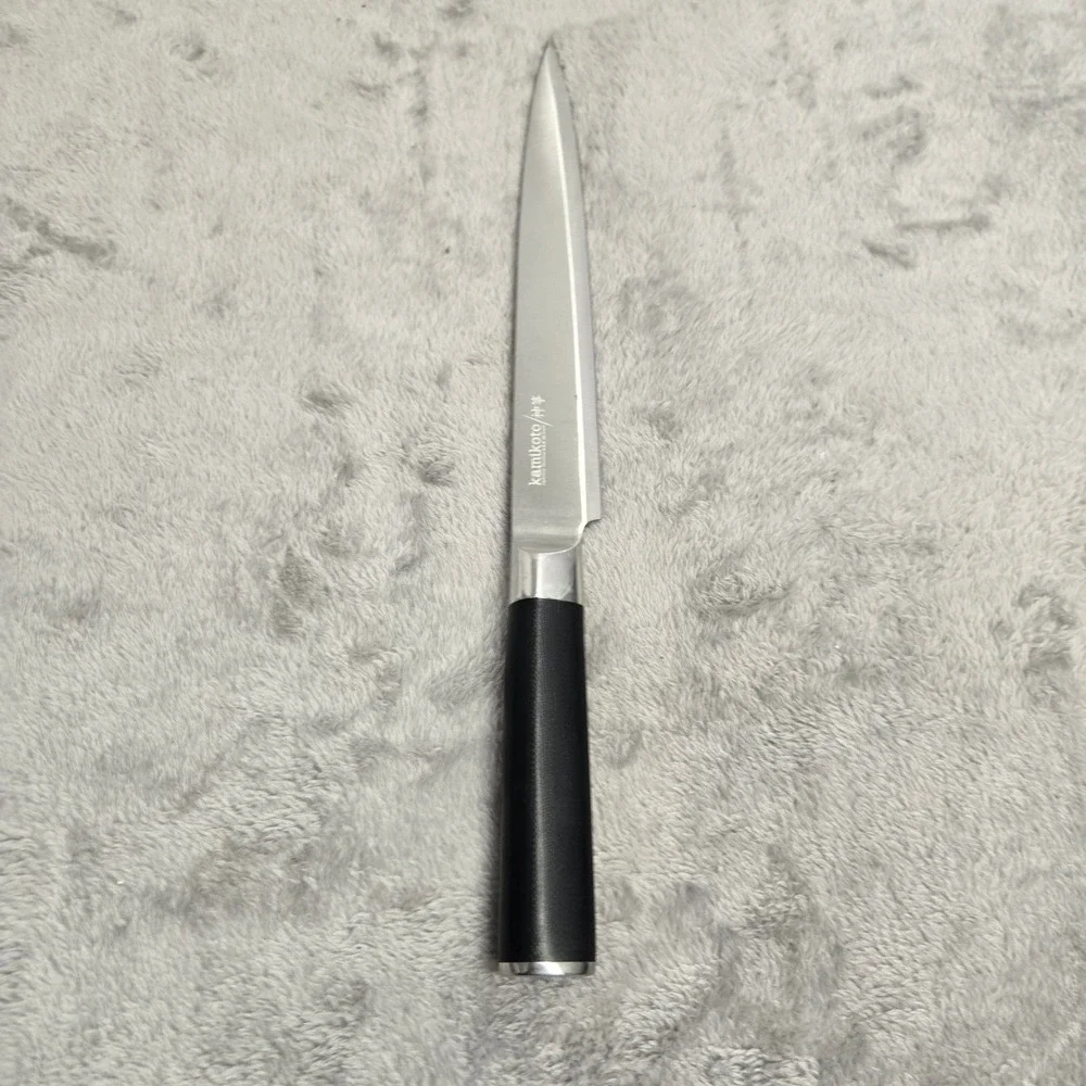 Kamikoto Japanese Honshu Steel 7.5 Inch Utility Slicing Knife Black Handle